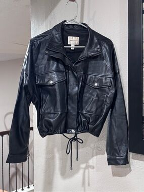 INDUSTRY Black Faux Leather Bomber Jacket